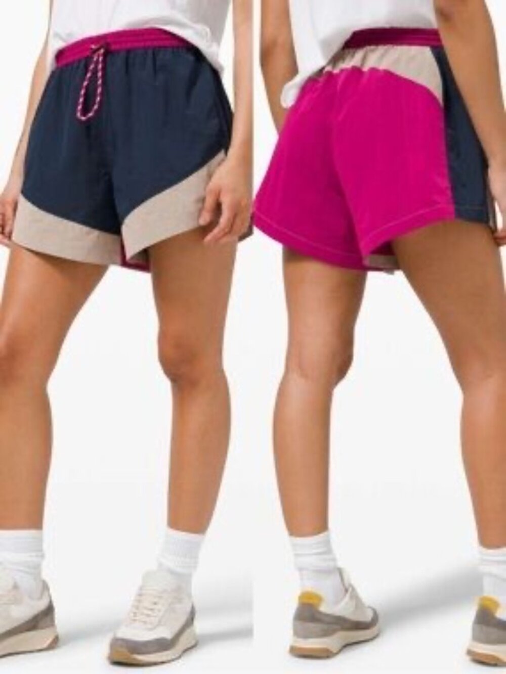 Lululemon Evergreen Short Size 6 Colorblock Navy Pink Beige High Rise 5 Inch Ins